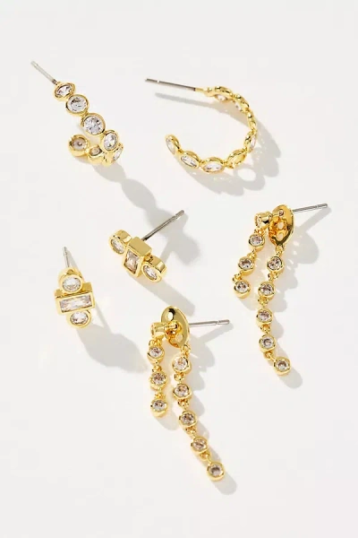By Anthropologie Crystal Post Earrings, Set Of 3