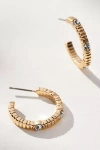 By Anthropologie Crystal Ribbed Hoop Earrings In Gold