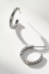 By Anthropologie Crystal Ribbed Hoop Earrings In Silver