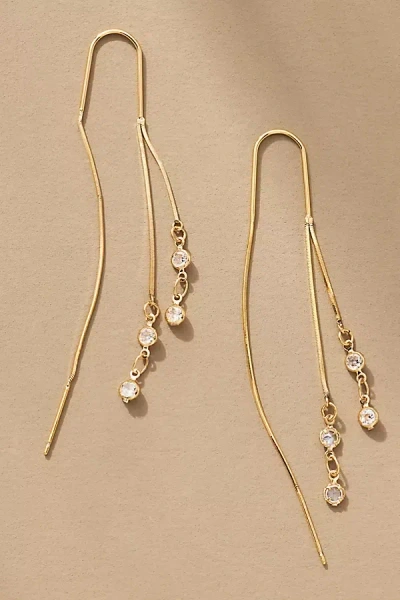By Anthropologie Crystal Snake Chain Threader Earrings In Gold