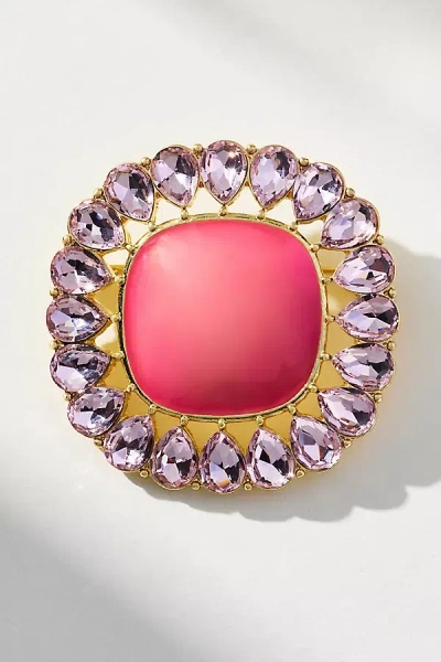 By Anthropologie Crystal Square Resin Brooch In Multi
