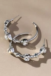 By Anthropologie Crystal Squiggle Hoop Earrings In Silver