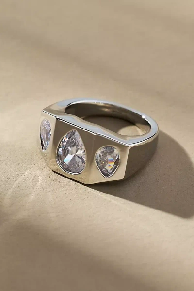 By Anthropologie Crystal Stack Ring In Silver