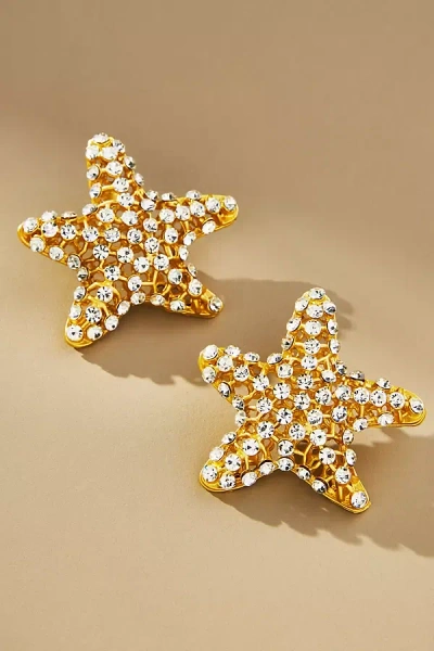 By Anthropologie Crystal Starfish Post Earrings In Gold