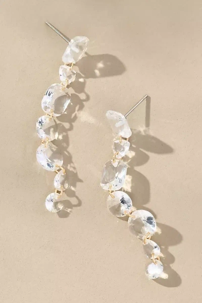 By Anthropologie Crystal Stone Drop Earrings In Transparent