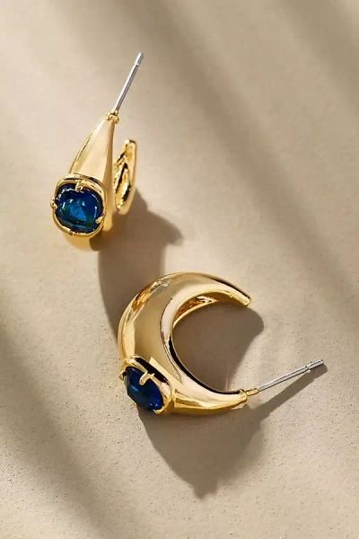 By Anthropologie Crystal Stone Hoop Earrings In Blue