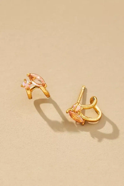 By Anthropologie Crystal Stone Huggie Earrings In Gold