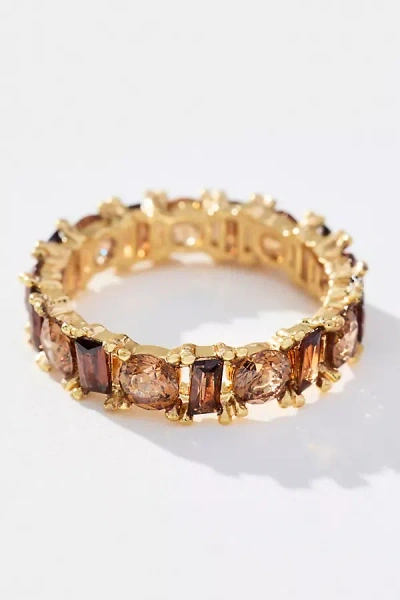 By Anthropologie Crystal Stone Stacking Ring In Brown