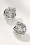 By Anthropologie Crystal Swirl Shell Post Earrings In Silver