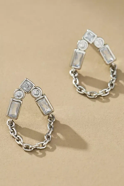 By Anthropologie Crystal Teardrop Drippy Post Earrings In Silver