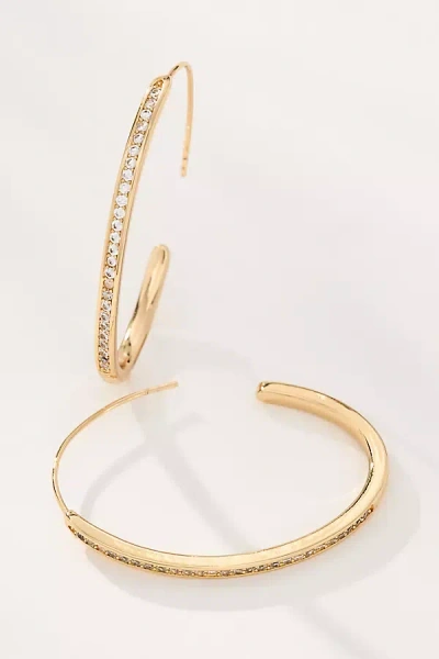 By Anthropologie Crystal Threaded Hoop Earrings In Gold