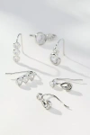 By Anthropologie Crystal Threader Earrings, Set Of 3 In Silver