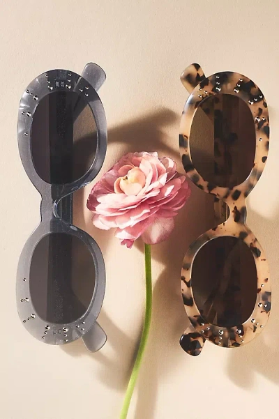 By Anthropologie Crystal Tortoiseshell Oval Sunglasses