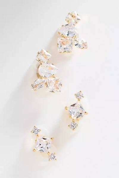 By Anthropologie Cubic Zirconia Earbud Charms, Set Of 2 In Gold