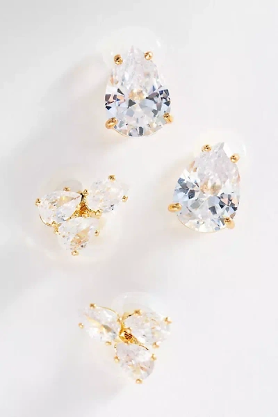 By Anthropologie Cubic Zirconia Earbud Charms, Set Of 2 In Gold