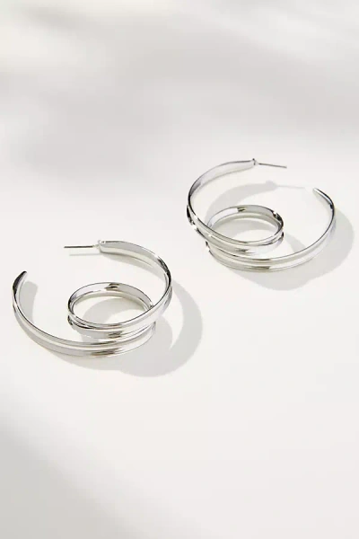 By Anthropologie Curled Hoop Earrings In Metallic