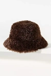 By Anthropologie Curly Sherpa Fleece Bucket Hat In Brown