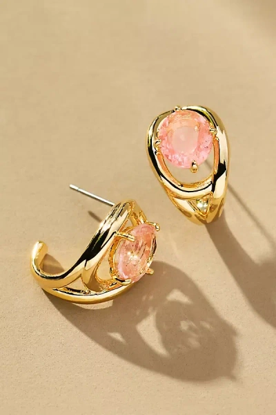 By Anthropologie Curve Stone Huggie Hoop Earrings