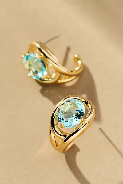 By Anthropologie Curve Stone Huggie Hoop Earrings