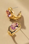 By Anthropologie Curve Stone Huggie Hoop Earrings