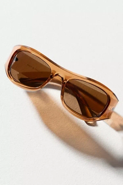By Anthropologie Curved Rectangle Sunglasses In Brown