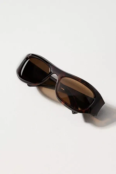 By Anthropologie Curved Rectangle Sunglasses In Brown
