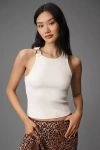 By Anthropologie Cut-in Sweater Tank Top In White