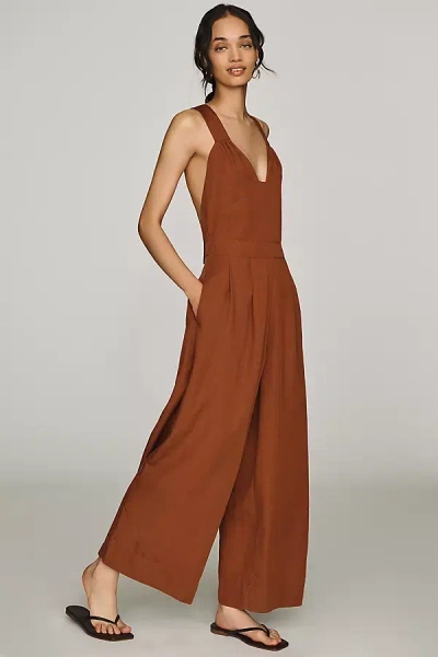 By Anthropologie Cutout Apron Jumpsuit In Animal Print