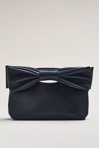 By Anthropologie Cutout Handle Bow Clutch In Black