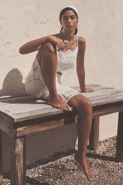 By Anthropologie Cutwork Cropped Tank Top In White