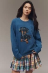 By Anthropologie Dachshund Graphic Sweatshirt In Blue