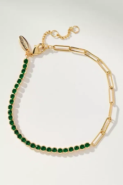 By Anthropologie Dainty Colorful Crystal Bracelet In Gold