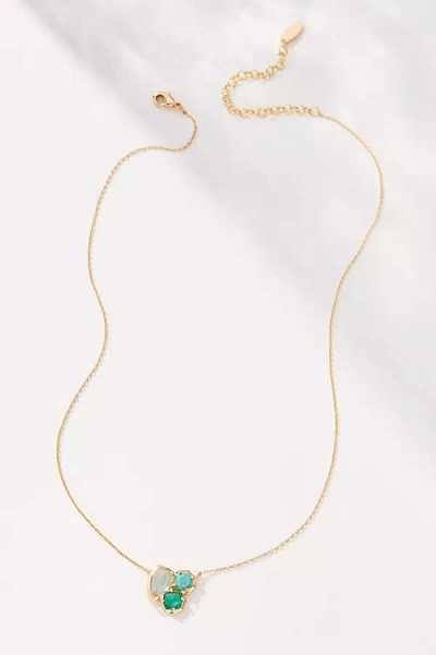 By Anthropologie Dainty Crystal Cluster Necklace In Blue