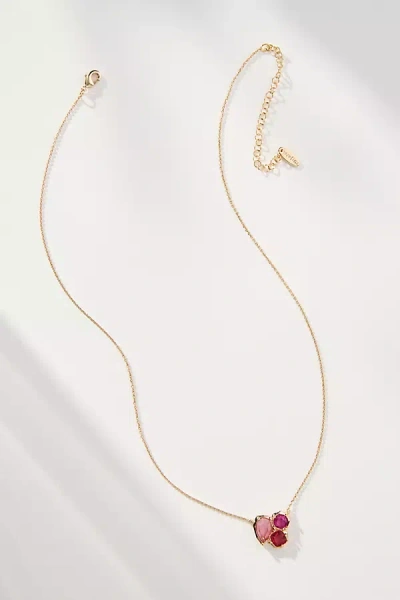 By Anthropologie Dainty Crystal Cluster Necklace In Pink