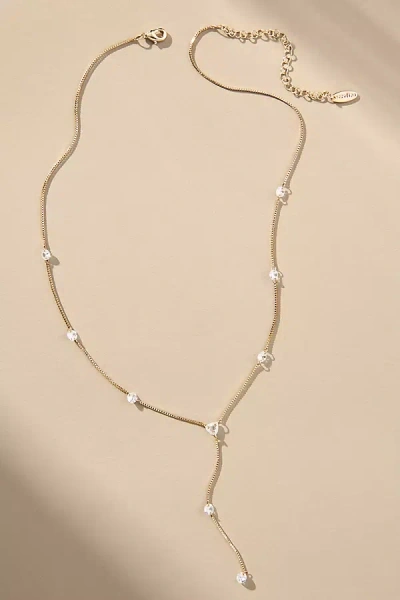 By Anthropologie Dainty Crystal Y-neck Necklace In Gold