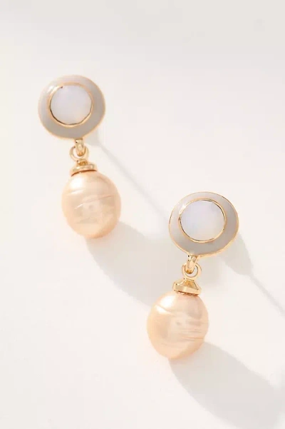 By Anthropologie Dainty Pearl Drop Earrings In Gold