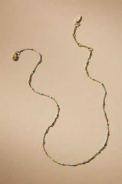 By Anthropologie Delicate Bead Necklace In Blue