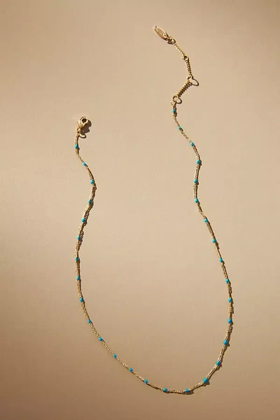 By Anthropologie Delicate Bead Necklace In Blue