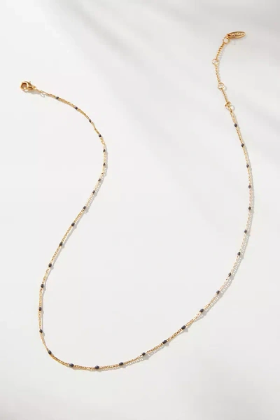 By Anthropologie Delicate Bead Necklace In Blue