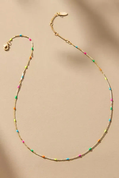 By Anthropologie Delicate Bead Necklace In Green