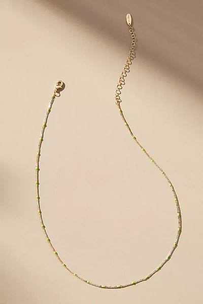By Anthropologie Delicate Bead Necklace In Green