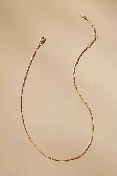 By Anthropologie Delicate Bead Necklace In Orange