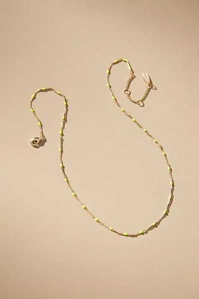 By Anthropologie Delicate Bead Necklace In Yellow