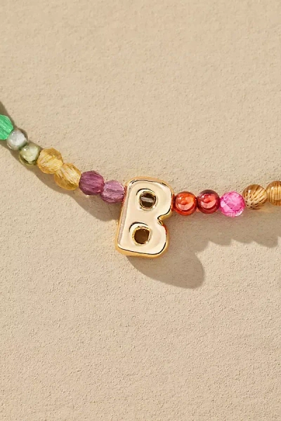 By Anthropologie Delicate Beaded Monogram Necklace In Multi