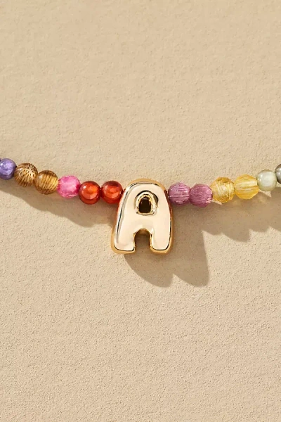 By Anthropologie Delicate Beaded Monogram Necklace In Multi