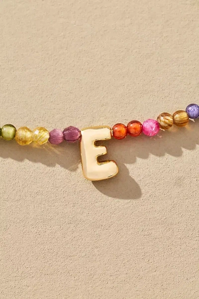 By Anthropologie Delicate Beaded Monogram Necklace In Multi