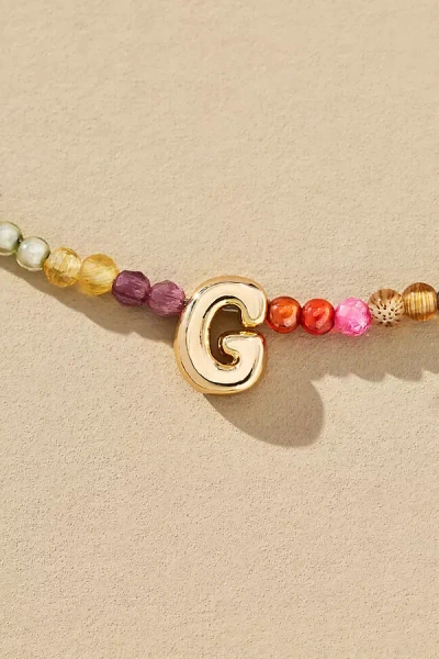 By Anthropologie Delicate Beaded Monogram Necklace In Multi