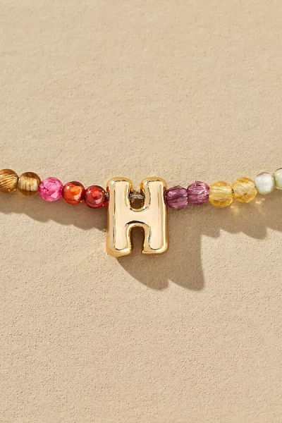 By Anthropologie Delicate Beaded Monogram Necklace In Multi