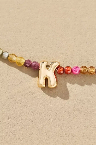 By Anthropologie Delicate Beaded Monogram Necklace In Multi