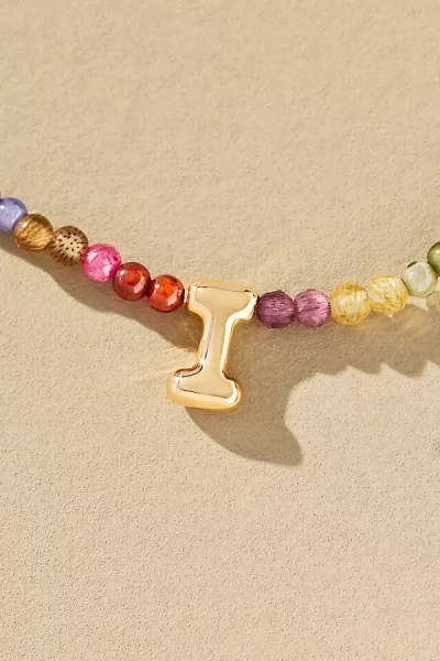 By Anthropologie Delicate Beaded Monogram Necklace In Multi